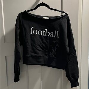 Black Cropped Sweatshirt with 'Football' Print